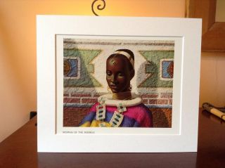Rare Tretchikoff Woman Of The Ndebele 1960s - Vintage Mounted Art Print