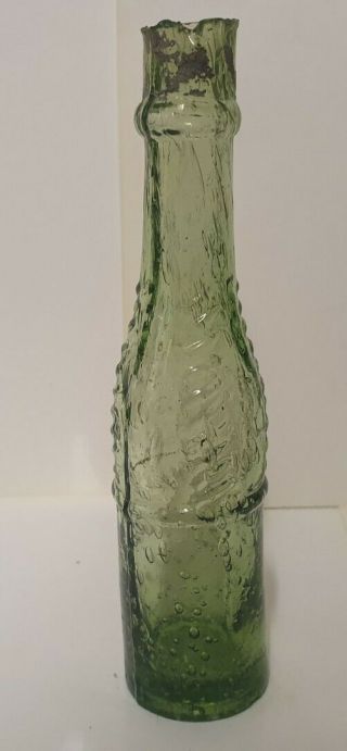 rare Victorian light amber / green glass sheer top sauce bottle 2