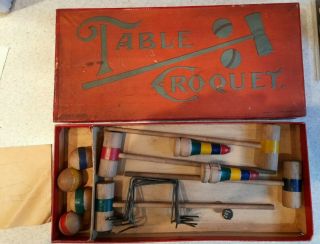 Rare Vintage Boxed Table Croquet Set by Spears Games 2