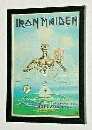 Iron Maiden Framed A4 Rare 1988 ` Seventh Son `album Promo Art Poster