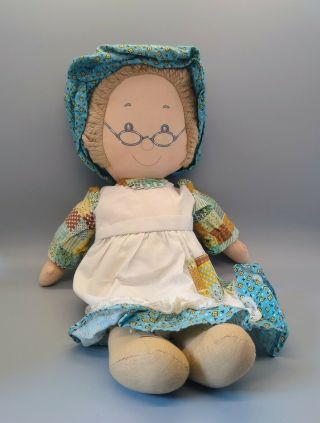 Vintage Holly Hobbie Grandma Cloth Rag Doll 15 Inches.  1970 