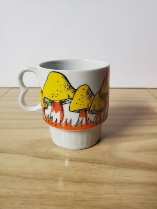 Rare Vintage Yellow And Orange Mushroom Coffee Tea Cup Stackable Japan