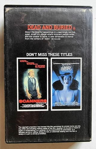 Dead And Buried (1981 Zombie Horror) RARE Aussie VHS on Roadshow 2