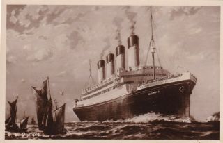 Rare Rms Olympic Real Photo Postcard White Star Line Titanic Sister Ship