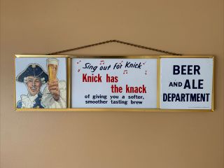 Rare 1950’s Ruppert Knickerbocker Beer And Ale Metal Advertising Wall Sign