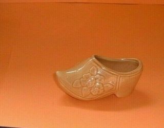 Hornsea,  Large Brown Clog With Moulded Flowers On Both Sides " Rare " (1318)
