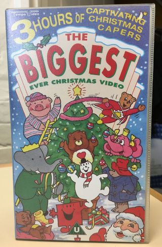The Biggest Ever Christmas Video Rare Vhs Paddington Ted Mr Men Babar