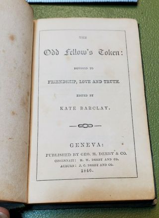 1846 Vtg.  Rare Book: " The Odd Fellow 
