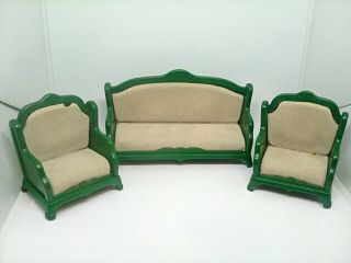 Sylvanian Families Vintage Rare Green Sofa Set - Furniture Spares 1987 Epoch