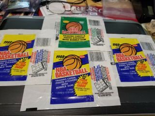 (4) Wrappers (1) 1987 & (3) 1988 Fleer Basketball Card Empty Wrappers (rare)