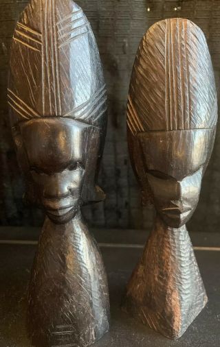 Vintage Handmade “he And She” African American Wooden Statue Rare Find L@@k