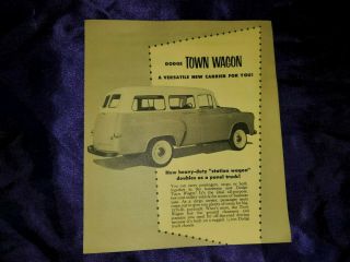 Rare Vintage 1956 - 1957 Dodge Town Wagon Advertisment Pamphlet
