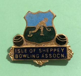 Isle Of Sheppey Bowling Association Vintage Pin Badge - Rare - Bowls/bowling