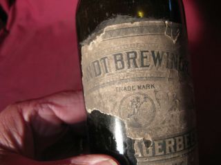 Rare 19th C Pre Prohibition Quandt Brewing Co Troy NY Labelled Beer Bottle 2
