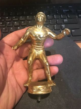 Rare Vintage Brass Large 5 1/2 " Wrestling Trophy Topper