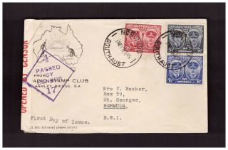 Australia 1945 Rare Radio Stamp Club Fdc Censor Cover To Bermuda