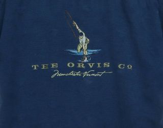 Orvis,  Mens Xl,  Rare S/s Button - Front Silk Fishing Shirt,  Embroidered Logo,  Navy