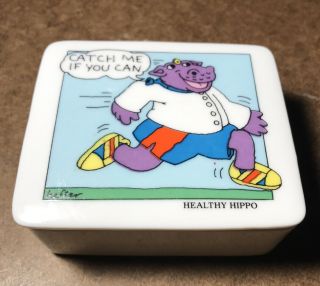 Vintage Rare Healthy Hippo By Hefter Sweet Pickles Trinket Box 1982 Euc