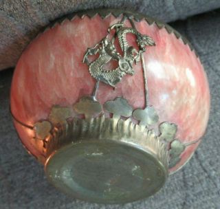 Rare Signed Vintage Chinese Dragon Phoenix Peking Glass Asian Bowl 3