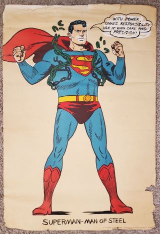 Rare 1966 Superman The Man Of Steel 27 " X 39 " Color Poster