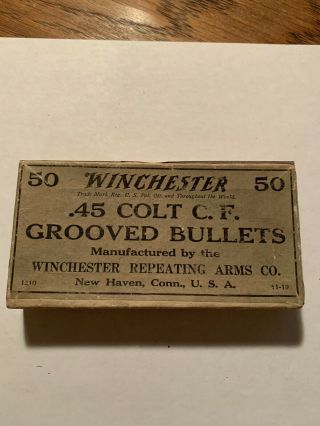 Rare Antique Winchester Repeating Arms Co.  45 Colt Center Fire Bullet Box
