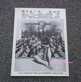 Henk Pander Poster 1969 Psu Portland State Rock Concert Flyer Handbill,  Rare