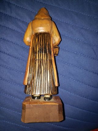 RARE VINTAGE Hand Carved Wooden Swiss Figure Of Woman With A Basket 2
