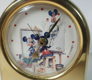 Mickey Mouse Disney Triple Self Portrait Brass Bulova Alarm Clock Rare 4 "