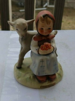 Rare Vintage Hummel Goebel Figurine 182 Good Friends Girl Sheep 4.  25 " Germany