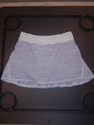 Rare Lululemon Run Pace Setter Skirt Skort Blue Periwinkle Striped Sz 6 So Cute