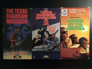 Rare Vhs Bundle Texas Chainsaw Massacre 1 & 2 And Dawn Of The Dead