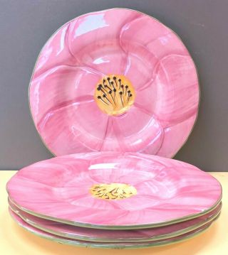Set 0f 4,  Franciscan Desert Rose Rare Pink Salad Plates 8”,  Made In Portugal