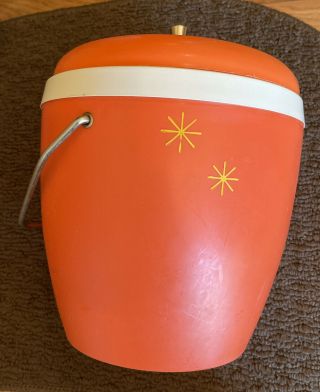 Vintage Mid Century 1970s Ghs Ware Ice Bucket Rare Orange Plastic