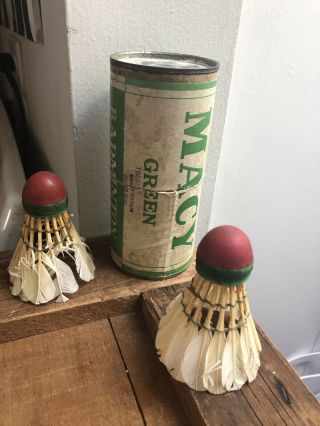 Rare 1940s Vintage R.  H.  Macy’s Real Feather Shuttlecocks For Badminton