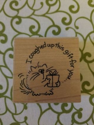 Stampendous Furball Fluffles The Cat Rubber Stamp Rare Retired Birthday Kitty