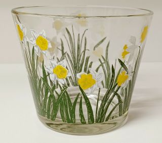 Vintage Cera Daffodil Glass Ice Bucket Bucket.  Rare.  Darling Daffodils