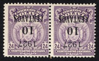 Bolivia 1927 Pair Stamps Mi 152 Inverted Overprint Mnh Rare R R R