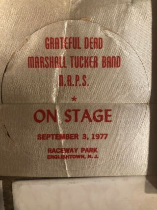 Grateful Dead,  Marshall Tucker,  Nrps Backstage Pass.  9/3/1977 - Rare