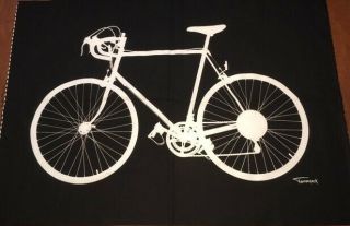 Tamarack Bicycle Fabric Wallhanging - Rare Vintage Retro Mid Century Art Deco