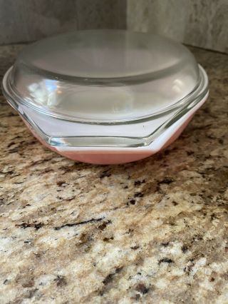 Rare Vintage PYREX PINK DAISY - 1.  5 QUART OVAL CASSEROLE DISH WITH LID 2