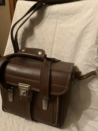 Rare Vintage Brown Leather Photography Camera Bag Case.