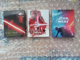 Star Wars: Force Awakens Last Jedi Rise Skywalker 4k Uhd Blu - Ray Steelbooks Rare