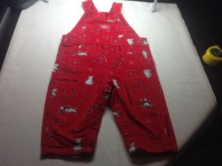 Oshkosh Baby Bib Overalls Red Corduroy Vintage Rare Size 18 Months