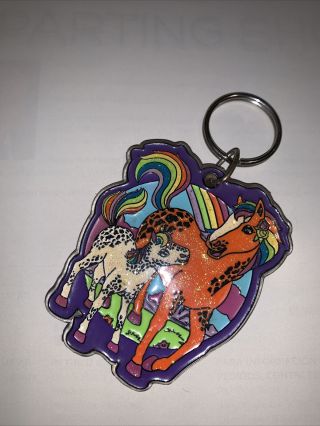 Rare Vtg Lisa Frank Sparkling Rainbow Chaser/lollipop Large3” Acrylic Keychain