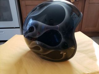 Davida Ninety 2 Medium Black/silver Flames Rare Motorcycle Helmet Vespa