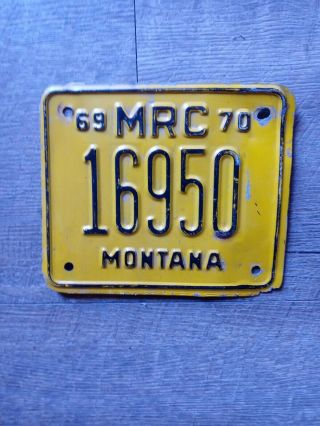Vintage 1969 - 70 Montana Motorcycle License Plate Tag Rare