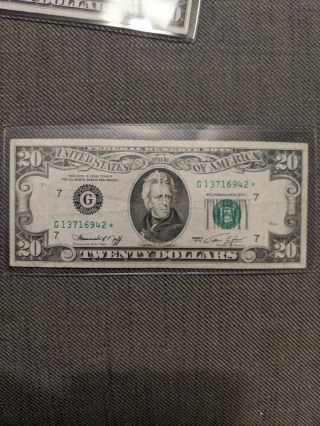 1974 $20 Twenty Dollar Bill Star Note,  47 Year Old Star Note In Good Shape,  Rare