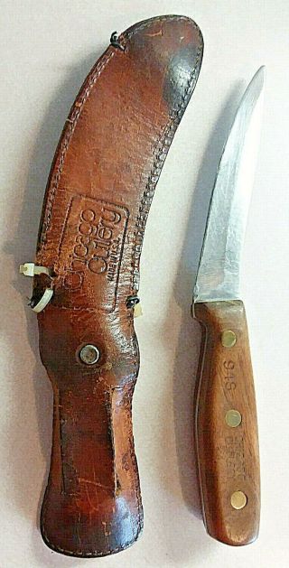 Vintage 94s Chicago Cutlery Fixed Blade Skinning Knife Hunting W/sheath Rare