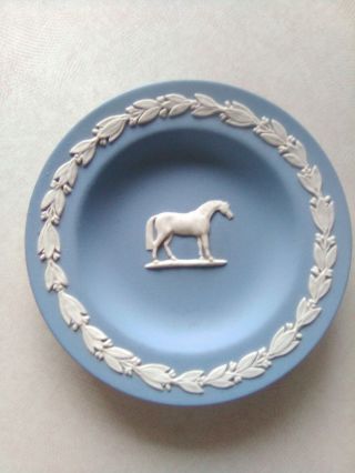 Rare Single Wedgwood Pale Blue Jasperware George Stubbs Horse Plates