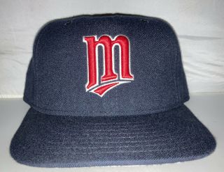 Vtg Minnesota Twins Era Fitted Hat Cap Sz 7 1/2 Rare Gray Brim 90s Usa Made